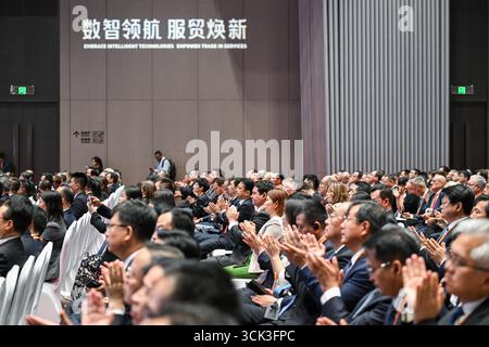 Pechino, Cina. 10 settembre 2025. Il Global Trade in Services Summit della China International Fair for Trade in Services (CIFTIS) 2025 si terrà a Pechino, capitale della Cina, il 10 settembre 2025. Crediti: Chen Yehua/Xinhua/Alamy Live News Foto Stock