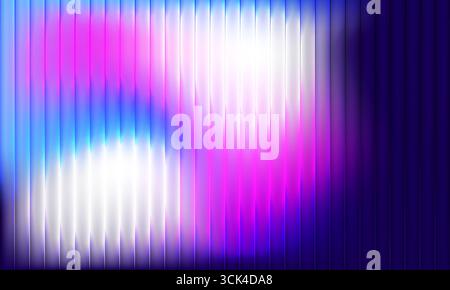 Sfondo astratto ondulato con sfumature di colore vivaci. Strisce luminose ondulate iridescenti. Bianco, blu e rosa sfocato a coste con linea Illustrazione Vettoriale