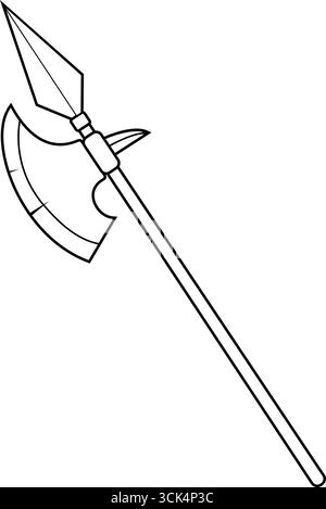 Arma da ascia del principe cavaliere del cartone animato. Illustrazione vettoriale disegnata a mano isolata su sfondo trasparente Illustrazione Vettoriale