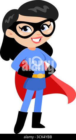 Super Hero Mom Cartoon. Illustrazione vettoriale Flat Design isolato su sfondo trasparente Illustrazione Vettoriale