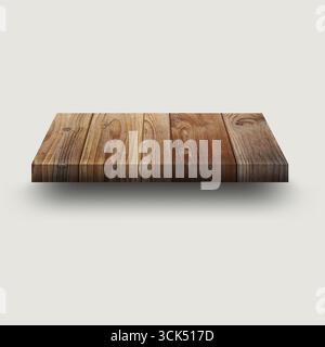 Piattaforma in legno che presenta una superficie ruvida con varie tonalità di marrone, ideale per presentazioni o esposizioni. Foto Stock