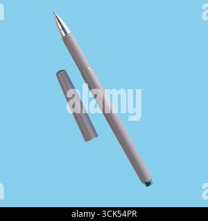 Una penna elegante e moderna con un cappuccio, progettata per scrivere e prendere appunti. Foto Stock
