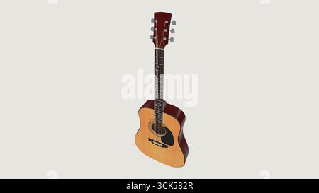 Una chitarra acustica in legno dal design classico che ne mostra il corpo e il collo. Foto Stock