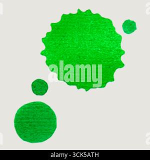 Una collezione di cerchi verdi e testurizzati di varie dimensioni, che rappresentano concetti astratti o forme organiche. Foto Stock