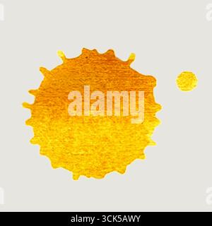 Un'illustrazione luminosa e stilizzata del sole con un corpo celeste più piccolo nelle vicinanze, che evoca calore ed energia. Foto Stock