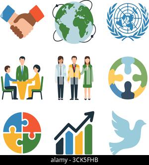 Illustrazioni della giornata delle Nazioni Unite per la cooperazione Sud-Sud Illustrazione Vettoriale