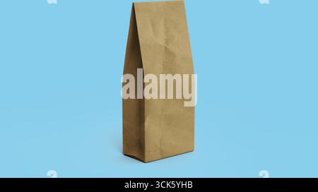 Un sacchetto di carta marrone comune, generalmente utilizzato per il trasporto di alimenti o articoli da asporto. Foto Stock