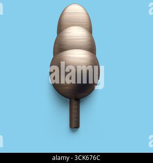 Un'elegante scultura metallica con tre forme ovali sovrapposte su un bastone, che mostra un design moderno. Foto Stock