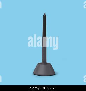Un portapenne elegante e moderno con una penna nera, progettato per organizzare gli strumenti di scrittura su una scrivania. Foto Stock