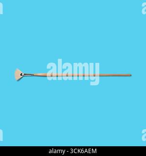 Uno strumento di pulizia con un lungo manico in legno e una testina a ventaglio, utilizzato per spolverare o pulire. Foto Stock