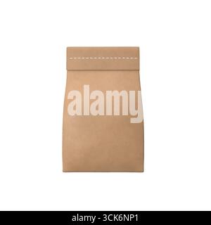 Un sacchetto di carta marrone comune, generalmente utilizzato per l'imballaggio di alimenti o merci. Foto Stock