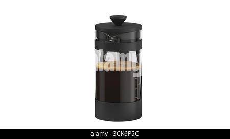 Una macchina per il caffè French press progettata per preparare caffè ricco. Foto Stock