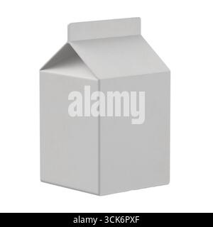 Un cartone bianco semplice per il latte progettato per il confezionamento di bevande. Foto Stock