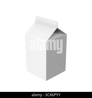 Un cartone bianco semplice per il latte progettato per il confezionamento di bevande. Foto Stock