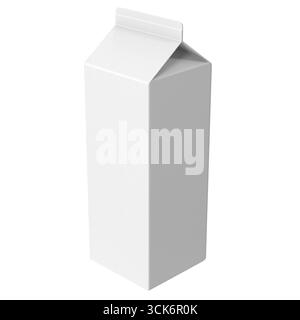 Un cartone bianco semplice per il latte progettato per il confezionamento di bevande. Foto Stock