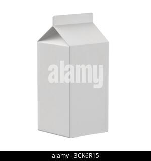 Un cartone bianco semplice per il latte progettato per il confezionamento di bevande. Foto Stock