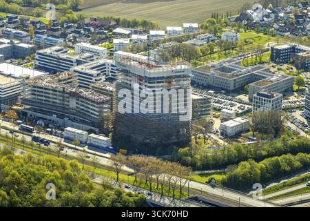 Vista aerea, cantiere Stadtkrone-Ost, nuovo edificio continentale, ora, Schueren, Dortmund, regione della Ruhr, Renania settentrionale-Vestfalia, Germania, cons Foto Stock