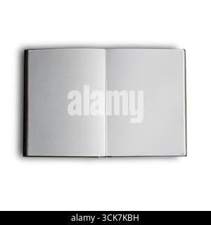Un libro aperto e vuoto, che invita creatività e idee. Foto Stock