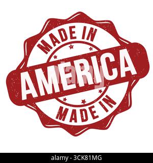 Timbro in gomma grunge Made in America su sfondo bianco, illustrazione vettoriale Illustrazione Vettoriale