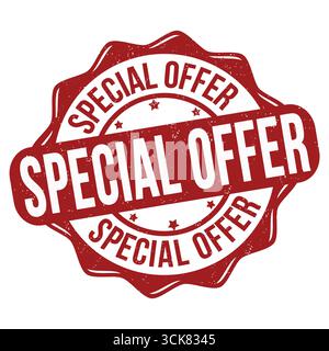 Offerta speciale francobollo in gomma grunge su sfondo bianco, illustrazione vettoriale Illustrazione Vettoriale