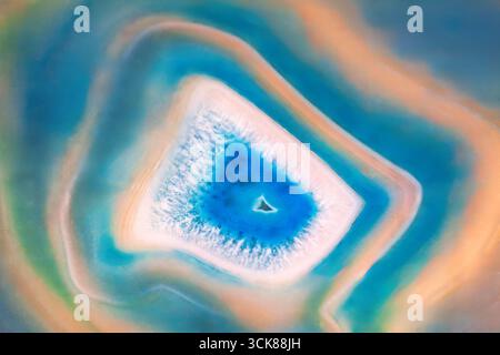 marmo agate aqua onyx texture naturale blu, taglio grande pietra macro lucidato Foto Stock