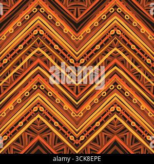 @motivo geometrico intricato con arancione caldo e zigzag de nero Illustrazione Vettoriale