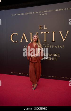 Madrid, Spagna. 15 agosto 2025. Rebeca Ruiz partecipa alla prima del film El Cautivo diretto da Alejandro Amenábar al Cine Callao di Madrid, Spagna, il 10 settembre 2025. Il film, interpretato da Julio Peña Fernández, Alessandro Borghi, Miguel Rellán, Fernando Tejero, Luna Berroa, Luis Callejo, José Manuel Poga, Albert Salazar, Juanma Muniagurria, Jorge Asín, Mohamed Said e Walid Charaf raccontano la storia della prigionia di Miguel de Cervantes ad Algeri nel 1575. Il film sarà distribuito nelle sale cinematografiche spagnole il 12 settembre. Crediti: CORDON PRESS/Alamy Live News Foto Stock