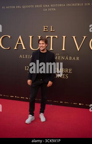 Madrid, Spagna. 15 agosto 2025. Juan Davila partecipa alla prima del film El Cautivo diretto da Alejandro Amenábar al Cine Callao di Madrid, Spagna, il 10 settembre 2025. Il film, interpretato da Julio Peña Fernández, Alessandro Borghi, Miguel Rellán, Fernando Tejero, Luna Berroa, Luis Callejo, José Manuel Poga, Albert Salazar, Juanma Muniagurria, Jorge Asín, Mohamed Said e Walid Charaf raccontano la storia della prigionia di Miguel de Cervantes ad Algeri nel 1575. Il film sarà distribuito nelle sale cinematografiche spagnole il 12 settembre. Crediti: CORDON PRESS/Alamy Live News Foto Stock