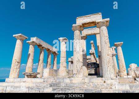 Tempio di Aphaia sull'isola di Egina, Isole Saroniche, Grecia Foto Stock