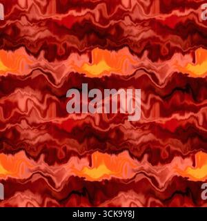Effetto Tie dye blur ombre moody senza cuciture. Sfondo a flusso di vernice liquido ondulato in stile hippy audace. Textur a righe per un design continuo. Foto Stock