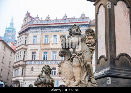 Praga, repubblica Ceca - 29 dicembre 2024. Colonna della peste della Santissima Trinità Foto Stock