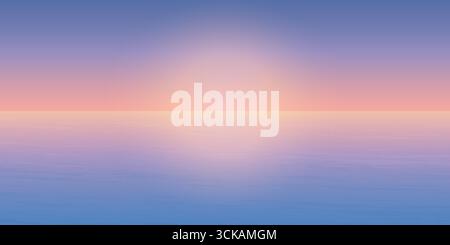 Tramonto o alba sul mare o sull'oceano. Illustrazione Vettoriale