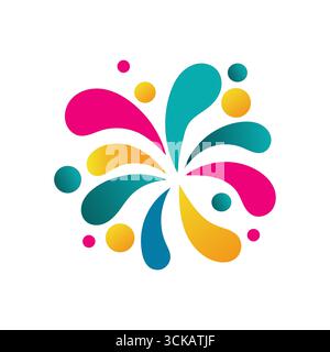 Icona colorata dei fuochi d'artificio Vettore burst celebrazione. Simbolo dei coriandoli festivi. Elemento esplosivo per feste. Illustrazione Vettoriale