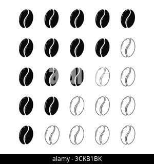 Impostare l'intensità del chicco di caffè, il livello di tostatura, l'intensità medio chiaro o la scala scura. Impostare un indicatore minimo, per friggere i chicchi di caffè. Birra diversa. Illustrazione vettoriale Illustrazione Vettoriale