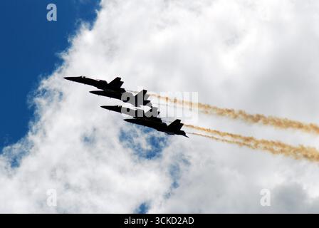 Wantagh, New York, USA 23 maggio 2008 Una squadra di F 14 jet militari si estendono attraverso il cielo sopra Wantagh New York Foto Stock