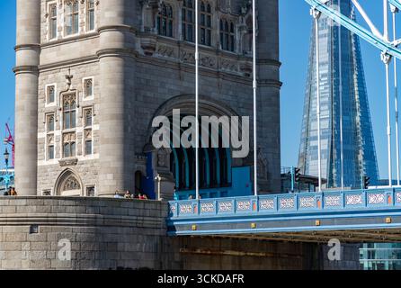 Un primo piano del ponte del Tower Bridge, Londra. Foto Stock