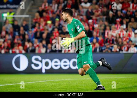 Oslo, Norvegia. 9 settembre 2025. Il portiere della Moldavia Cristian Avram (12) visto durante la partita di qualificazione ai Mondiali del 2026 tra Norvegia e Moldavia all'Ullevaal Stadion di Oslo. Foto Stock