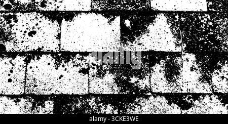 Tetti con tegole grungy e toppe di muschio per sfondi testurizzati. Illustrazione Vettoriale