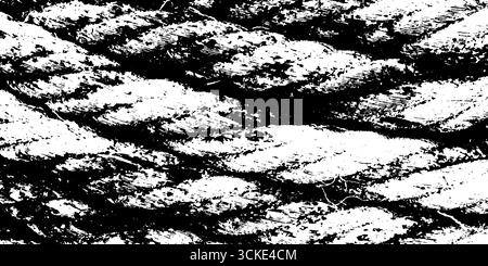 Primo piano di un cavo di fune intrecciato sfilacciato con trama grunge in rilievo. Illustrazione Vettoriale