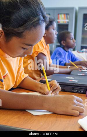 Miami Florida,Coconut Grove Shake A leg Summer Day Camp Activities,Student students art class project classic girl female,Black African Foto Stock