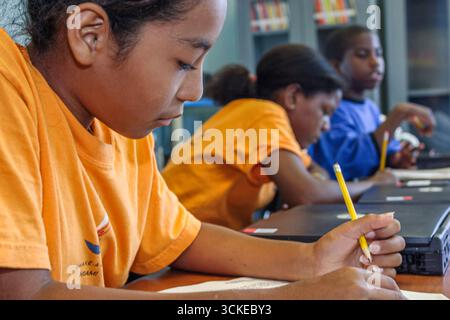 Miami Florida,Coconut Grove Shake A leg Summer Day Camp Activities,Student students art class project classic girl female,Black African Foto Stock