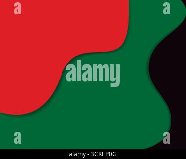 Kwanzaa sfondo festivo effetto taglio carta nei colori nazionali panafricani Rosso Verde e nero. Illustrazione vettoriale Kwanzaa Greeting biglietti tematici banner di invito partito, opuscolo, etichetta, etichetta, prezzo Illustrazione Vettoriale