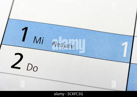 Calendario annuale 2025, 1° gennaio, inizia un nuovo anno, Germania Foto Stock