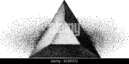 Tetraedro sacro con dotwork stippling - disegno geometrico astratto. Illustrazione Vettoriale