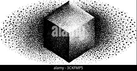 Intricate trame di un esagono sacro con effetto vintage per il design. Illustrazione Vettoriale