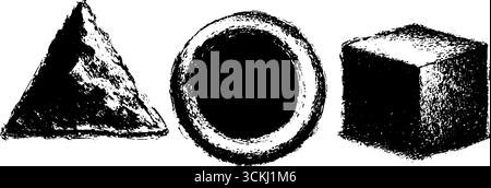 Forme geometriche in bianco e nero grunge per un design artistico. Illustrazione Vettoriale