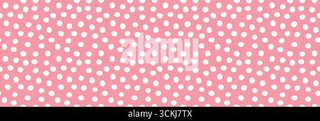 Motivo a pois bianco senza cuciture su sfondo rosa, design minimalista Illustrazione Vettoriale