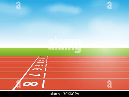 Pista da corsa o pista da atleta . Illustrazione vettoriale. Illustrazione Vettoriale