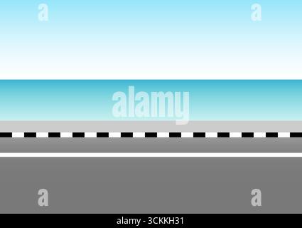 Lungo la costa del mare o la spiaggia. Concetto di vacanza estiva. Illustrazione vettoriale. Illustrazione Vettoriale