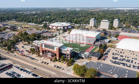 L'Hancock Stadium è sede della squadra di football dei Redbirds della Illinois State University che partecipa alla NCAA Missouri Valley Football Conference. Foto Stock